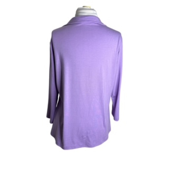 Orandesigne 3/4 Sleeve V-Neck Lavendar Blouse Size L - Picture 4 of 7